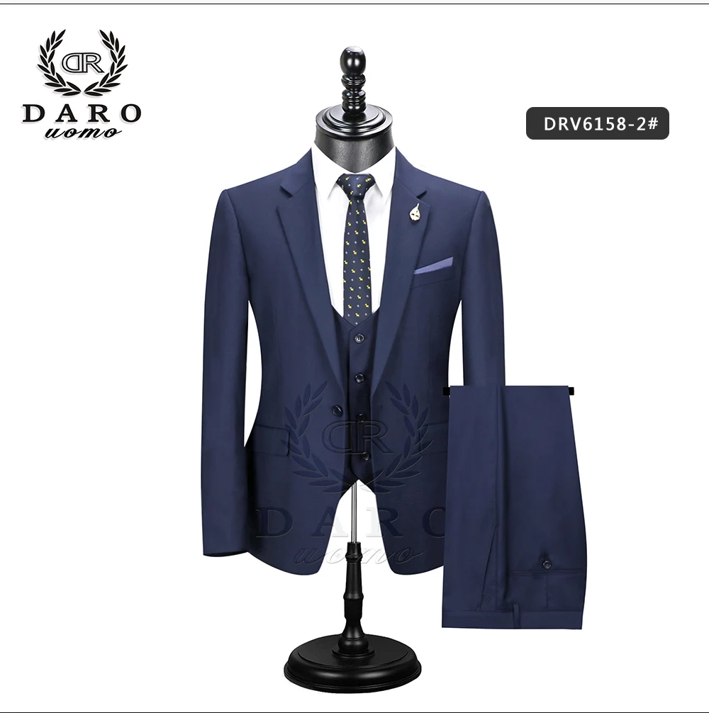 2026 DR DARO UOMO Men Suits Slim Fit for Business Work and Wedding Wear 3Pcs Set DRV6158