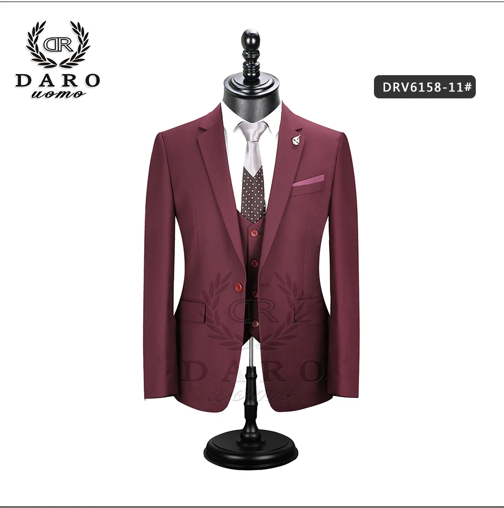 2026 DR DARO UOMO Men Suits Slim Fit for Business Work and Wedding Wear 3Pcs Set DRV6158