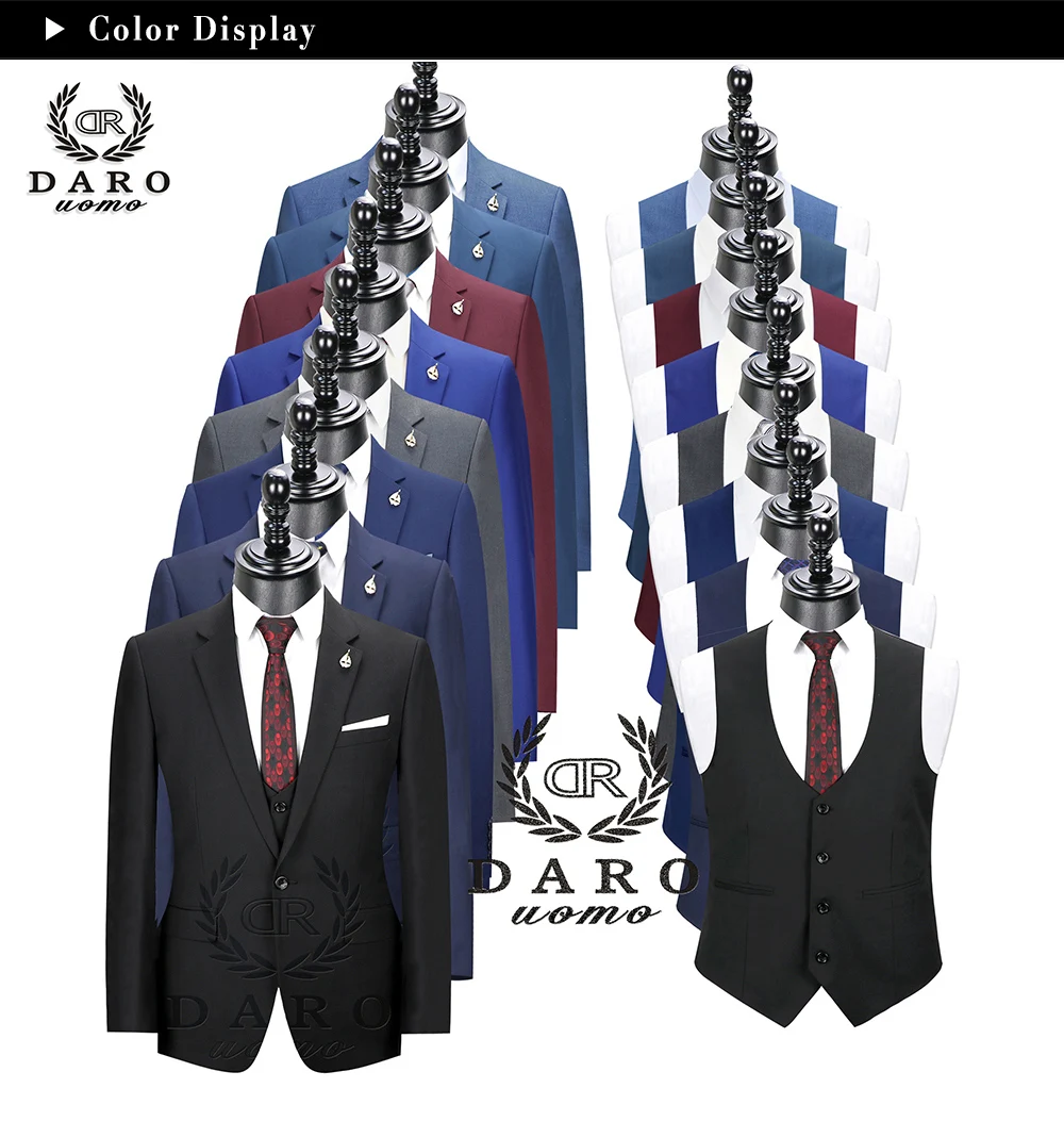 2026 DR DARO UOMO Men Suits Slim Fit for Business Work and Wedding Wear 3Pcs Set DRV6158