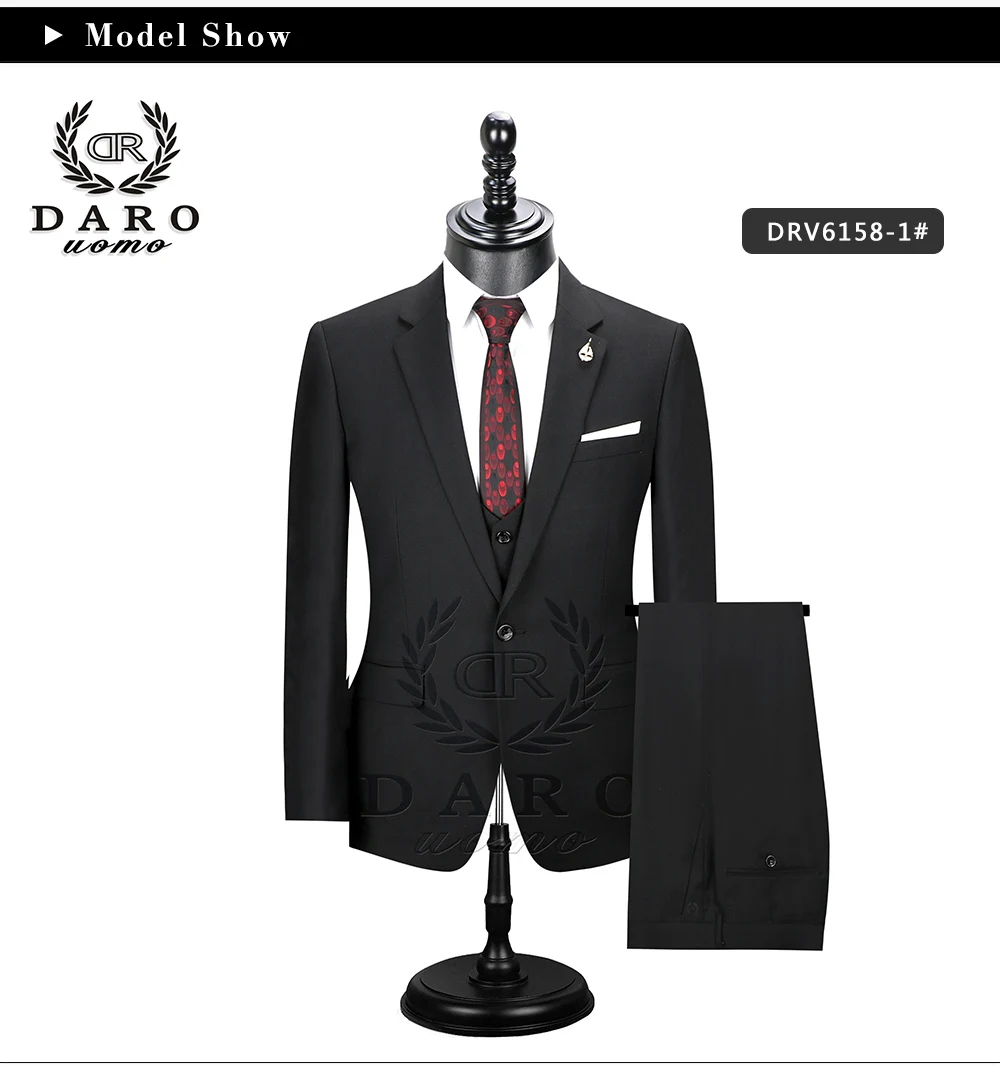 2026 DR DARO UOMO Men Suits Slim Fit for Business Work and Wedding Wear 3Pcs Set DRV6158