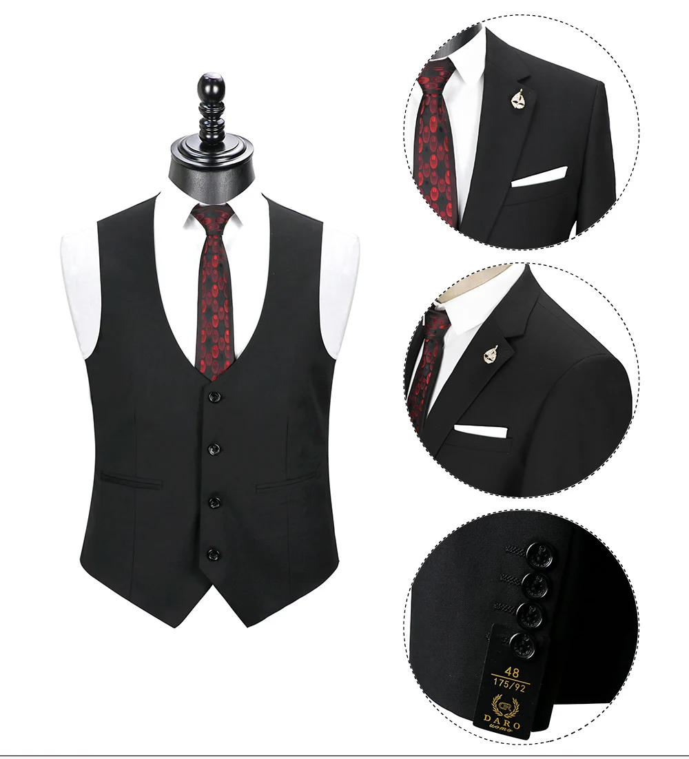 2026 DR DARO UOMO Men Suits Slim Fit for Business Work and Wedding Wear 3Pcs Set DRV6158