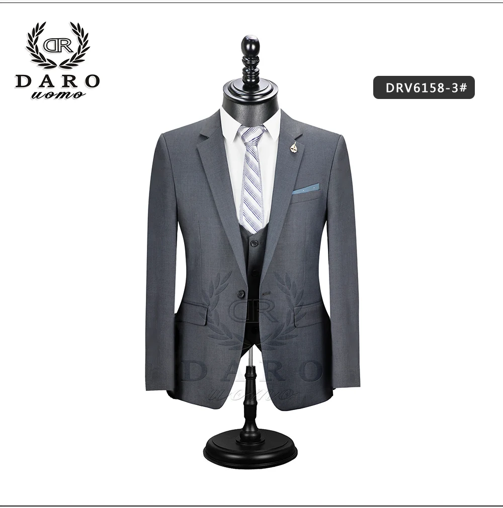 2026 DR DARO UOMO Men Suits Slim Fit for Business Work and Wedding Wear 3Pcs Set DRV6158