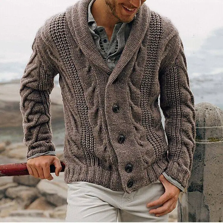 Knitted Cardigan Men's Single-breasted Loose Models Coarse Needle Sweater Men's Spring and Fall Outer Wear Mens Clothes