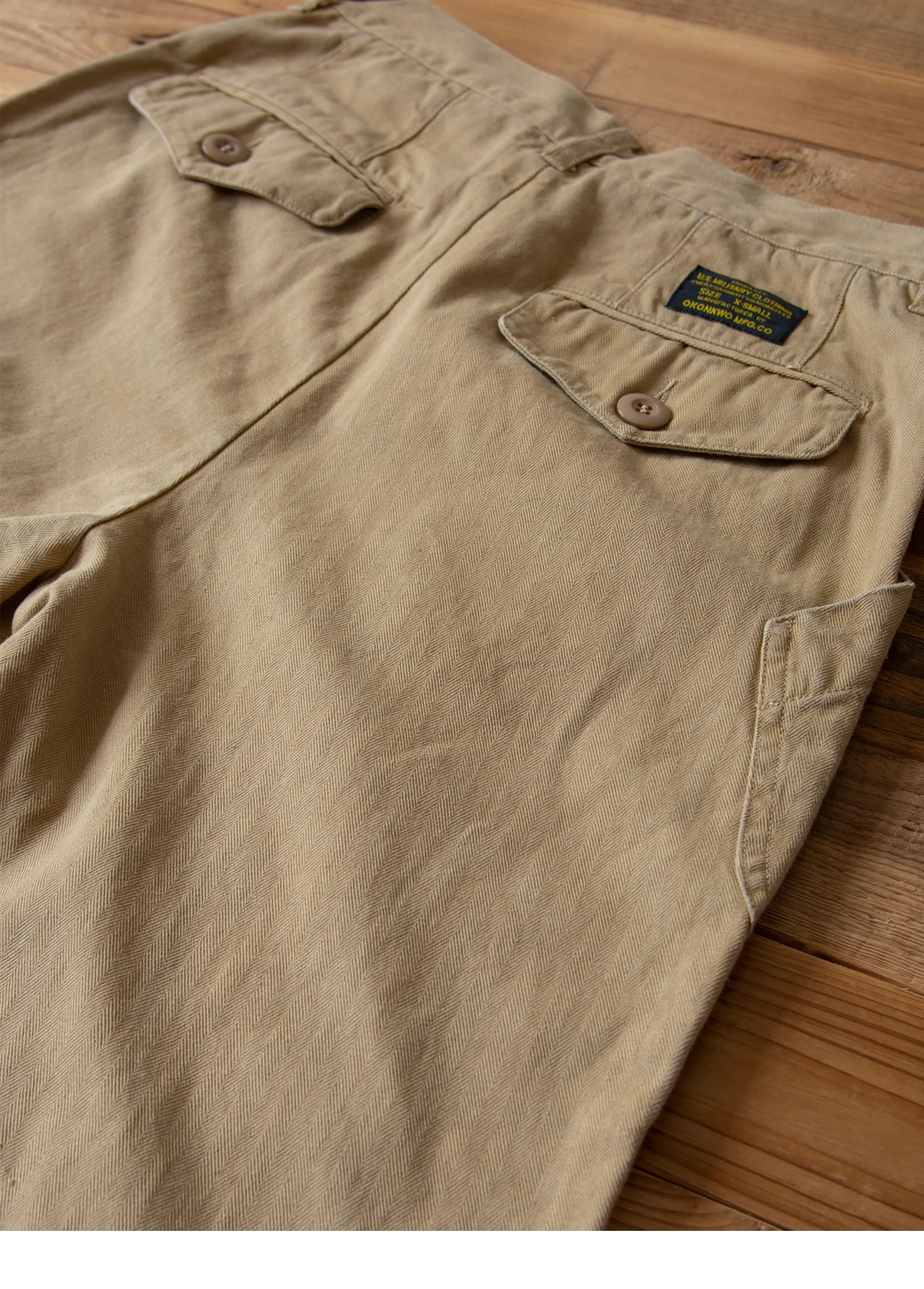 N-1D Autumn Winter New All-Cotton HBT Thick Herringbone WWII-Style American Retro Straight-Leg Deck Pants (Amekaji Long Pants)