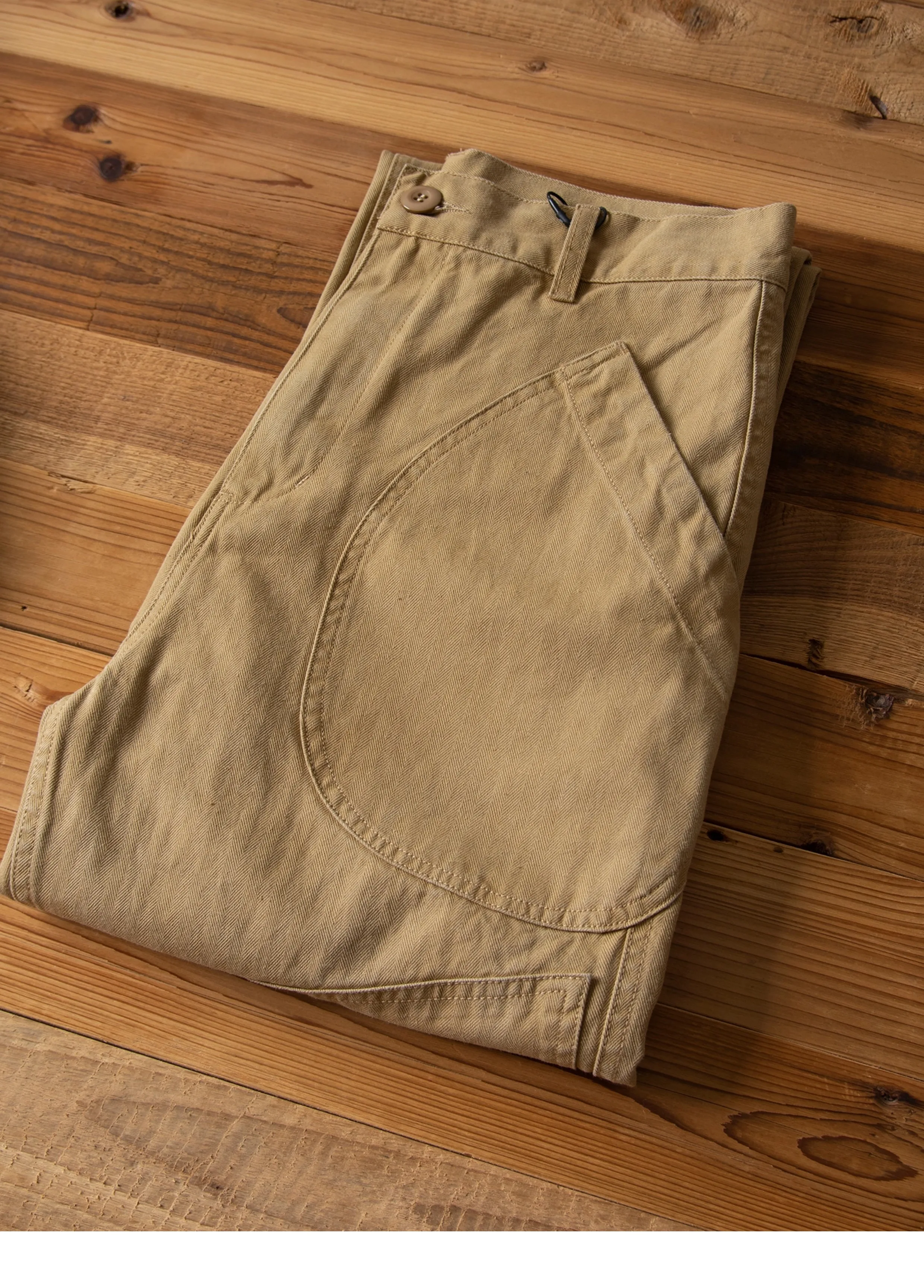 N-1D Autumn Winter New All-Cotton HBT Thick Herringbone WWII-Style American Retro Straight-Leg Deck Pants (Amekaji Long Pants)