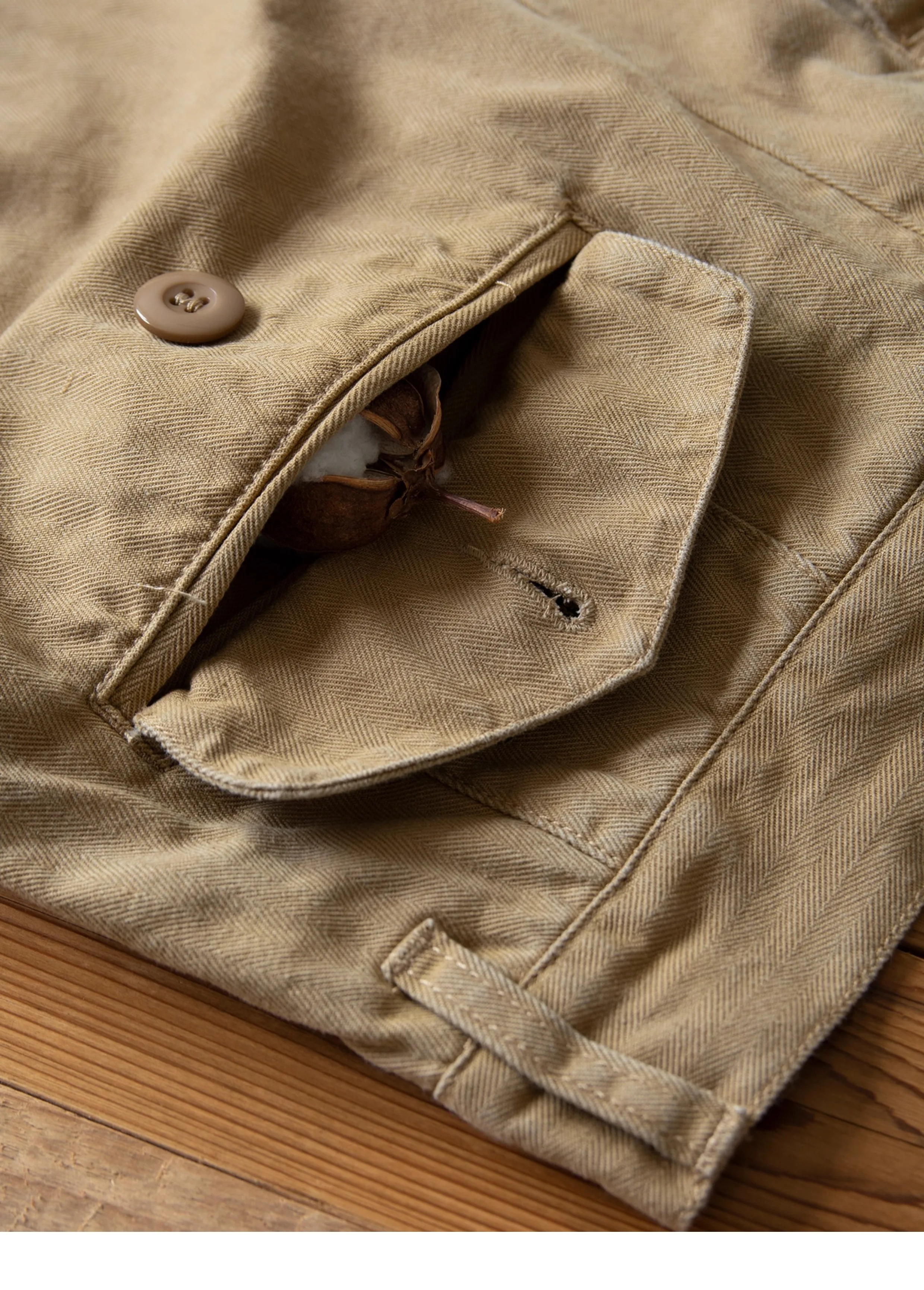 N-1D Autumn Winter New All-Cotton HBT Thick Herringbone WWII-Style American Retro Straight-Leg Deck Pants (Amekaji Long Pants)