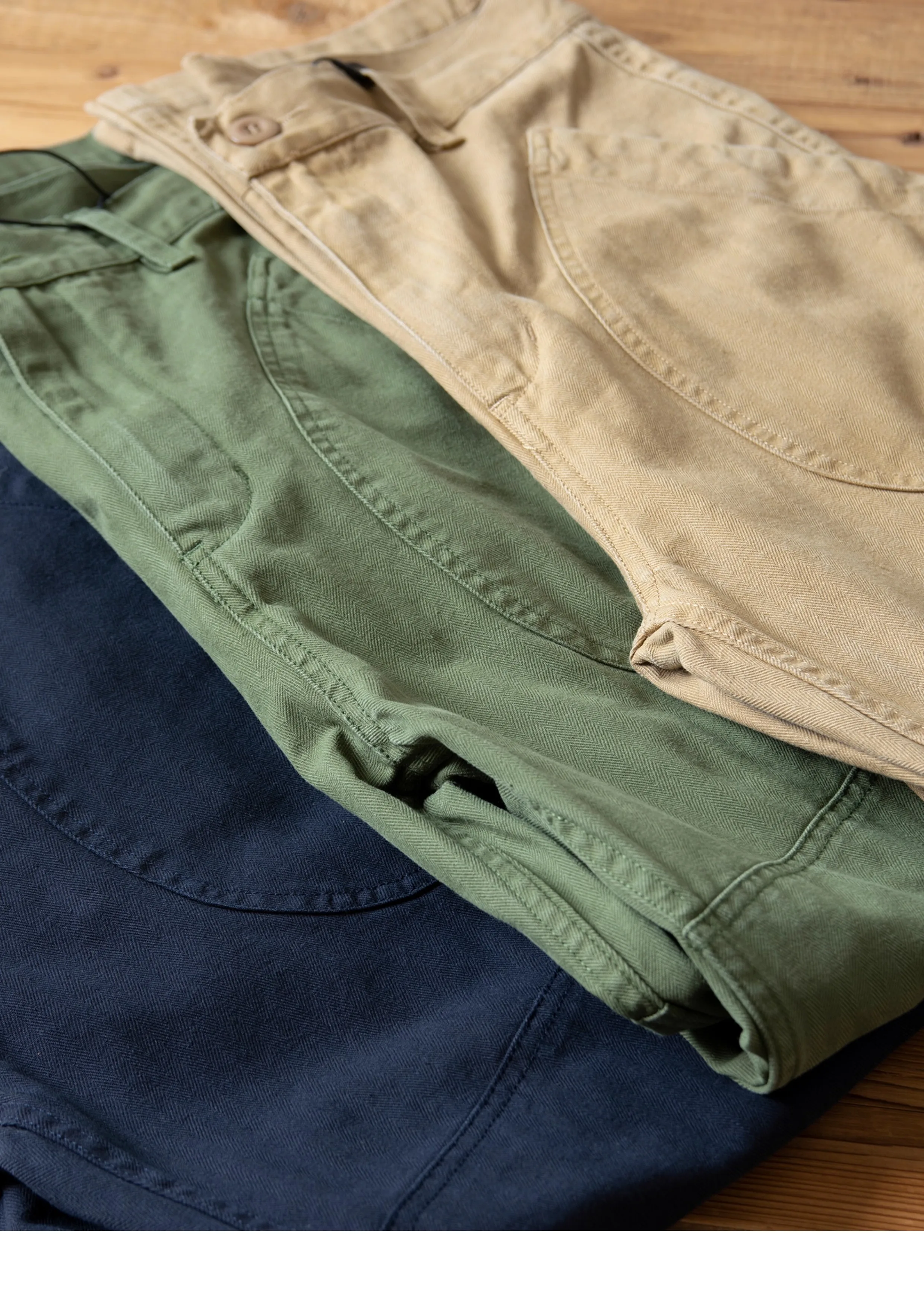 N-1D Autumn Winter New All-Cotton HBT Thick Herringbone WWII-Style American Retro Straight-Leg Deck Pants (Amekaji Long Pants)