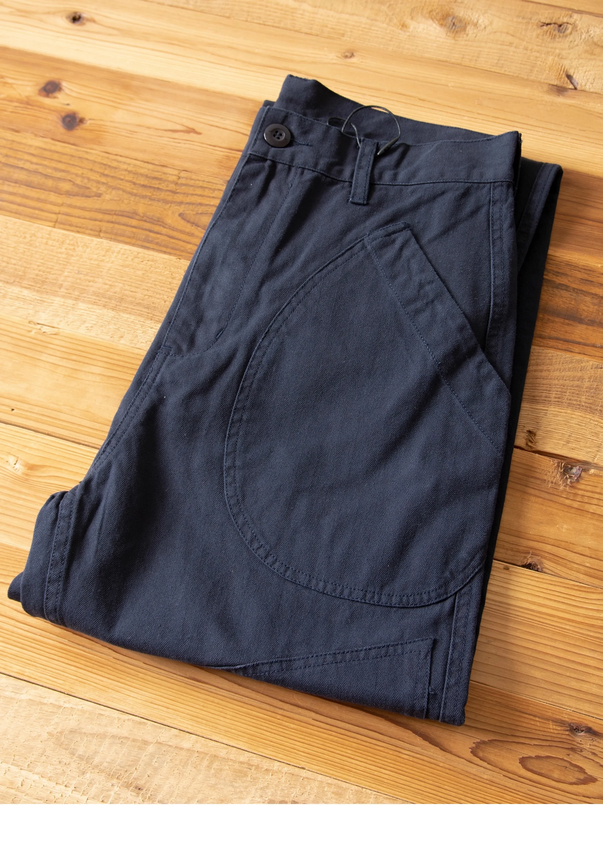 N-1D Autumn Winter New All-Cotton HBT Thick Herringbone WWII-Style American Retro Straight-Leg Deck Pants (Amekaji Long Pants)