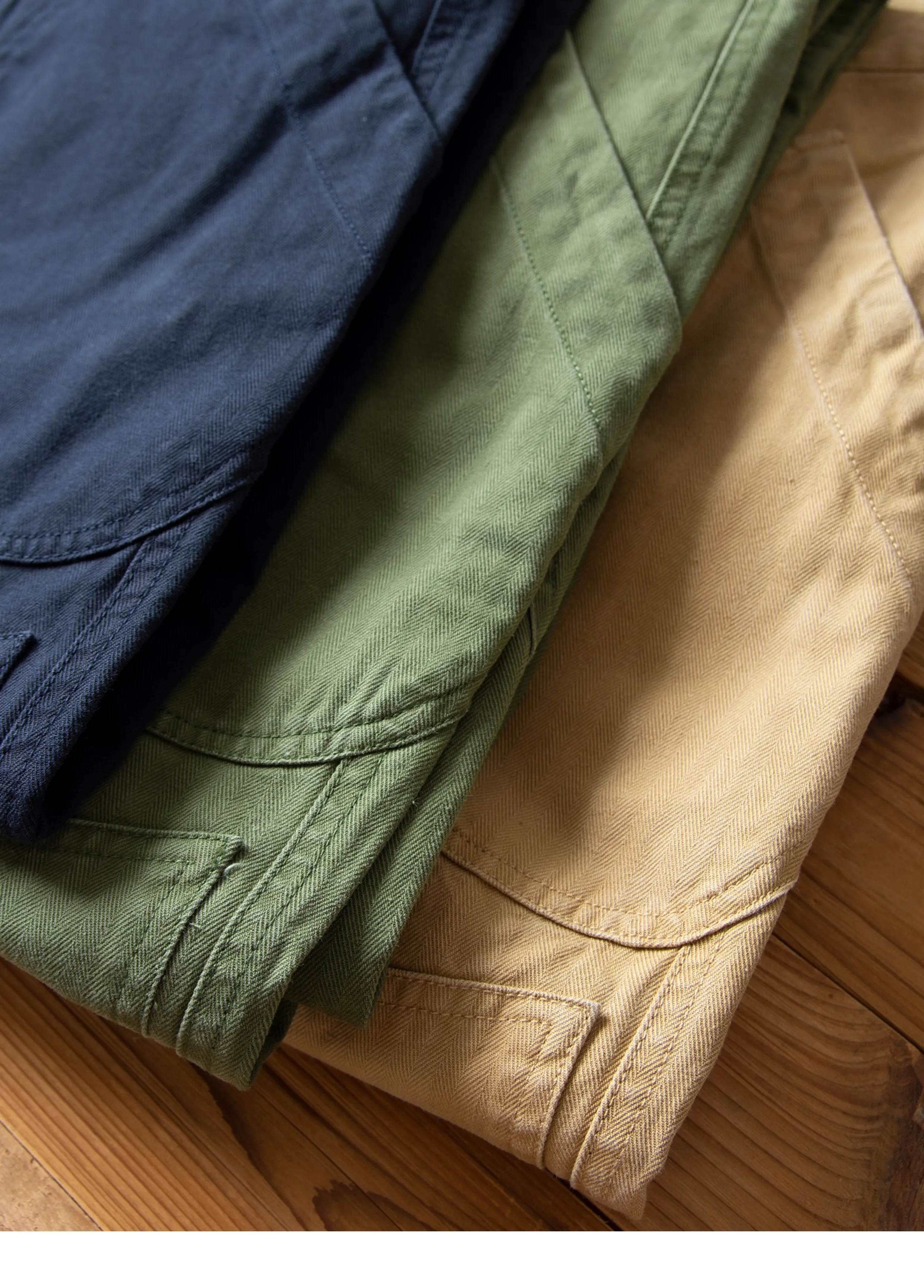 N-1D Autumn Winter New All-Cotton HBT Thick Herringbone WWII-Style American Retro Straight-Leg Deck Pants (Amekaji Long Pants)