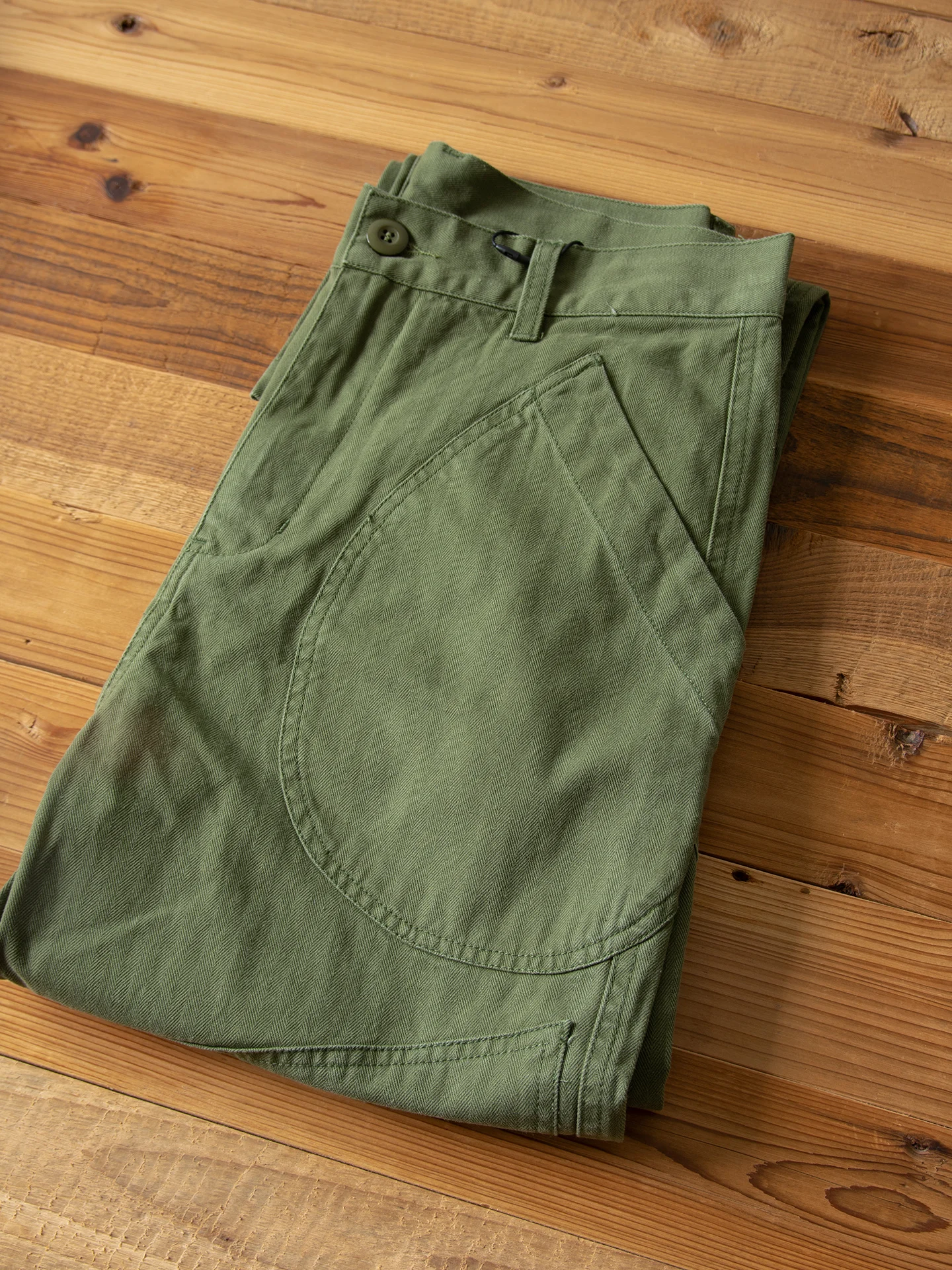 N-1D Autumn Winter New All-Cotton HBT Thick Herringbone WWII-Style American Retro Straight-Leg Deck Pants (Amekaji Long Pants)