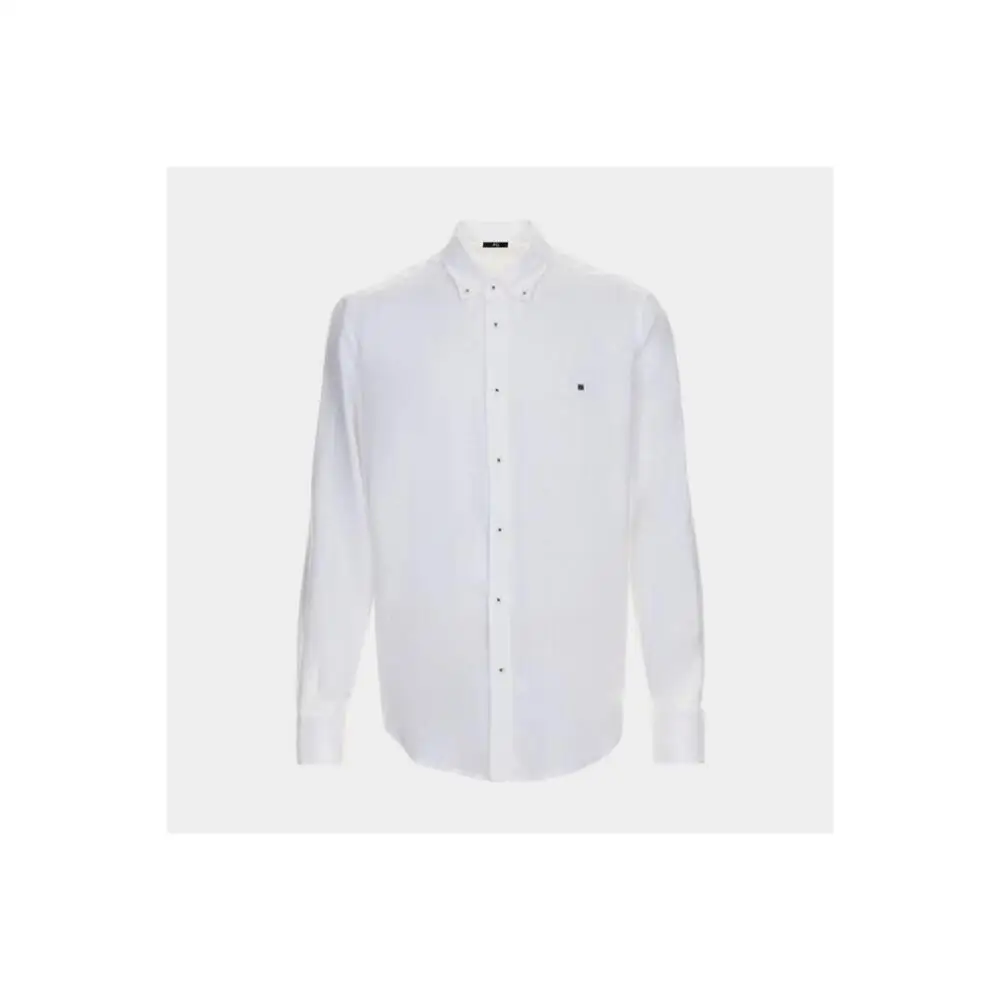PG Men Linen Button Down Collar Shirt Long Sleeve Solid Color Mini Embroidery Logo Breathable Casual Business Daily Wear