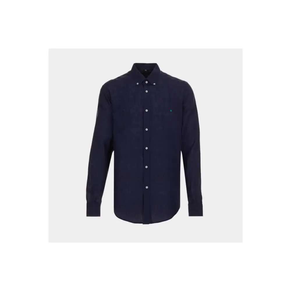 PG Men Linen Button Down Collar Shirt Long Sleeve Solid Color Mini Embroidery Logo Breathable Casual Business Daily Wear