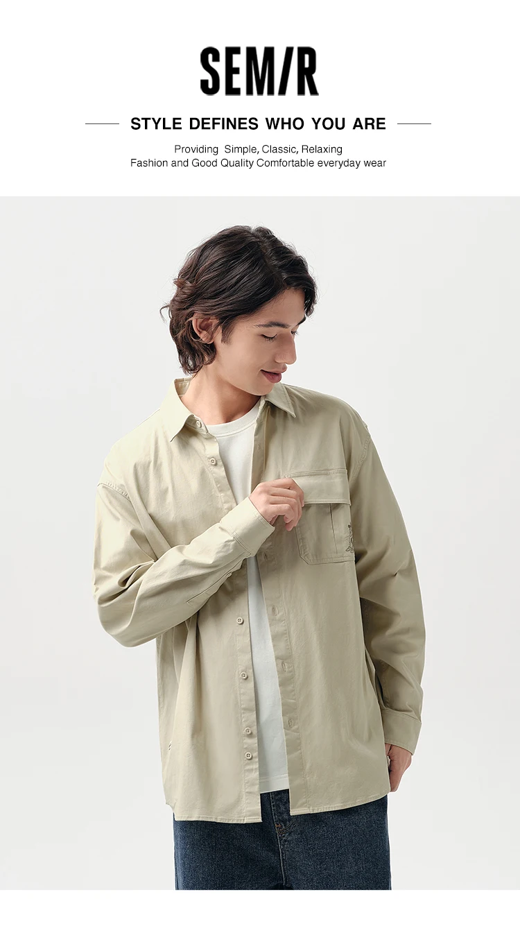 Semir Long Sleeve Shirt Men 2024 Spring New Fashionable Printed School Top Trendy Workwear