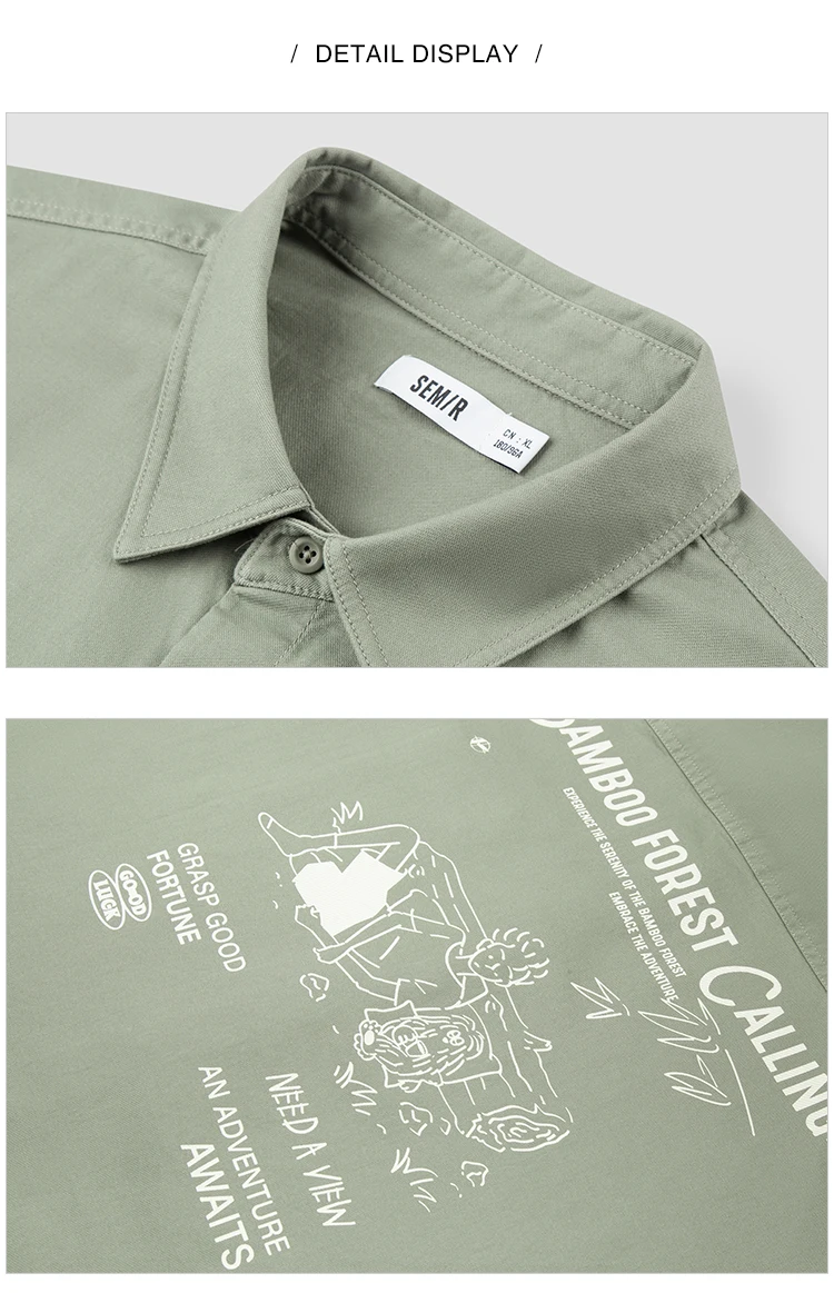 Semir Long Sleeve Shirt Men 2024 Spring New Fashionable Printed School Top Trendy Workwear