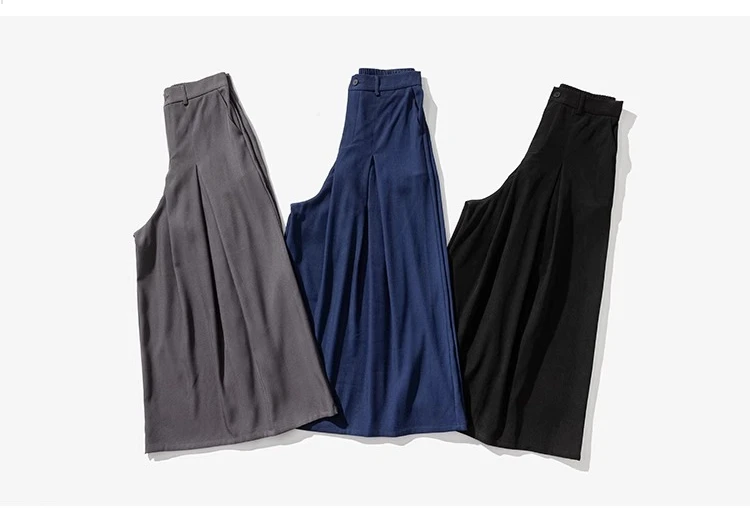 Japan Samurai Wide Leg Pants Men Cotton Linen Dark Wind Comfortable Casual Pants Harun Mens Loose Lantern Trousers Plus Size 5XL