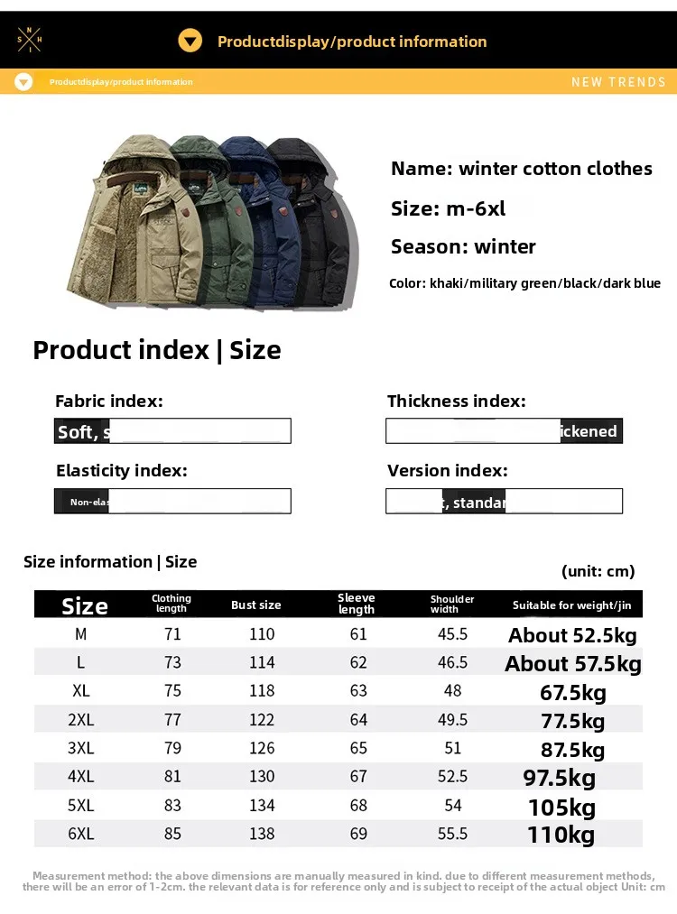 New style waterproof jacket for men - mid-length, thick, outdoor casual hooded oversized men's jacket - fall/winter clothing