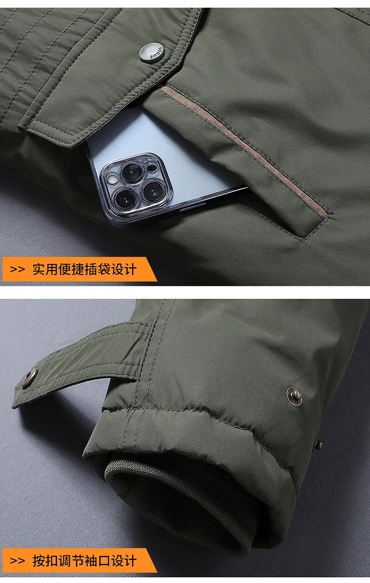 New style waterproof jacket for men - mid-length, thick, outdoor casual hooded oversized men's jacket - fall/winter clothing