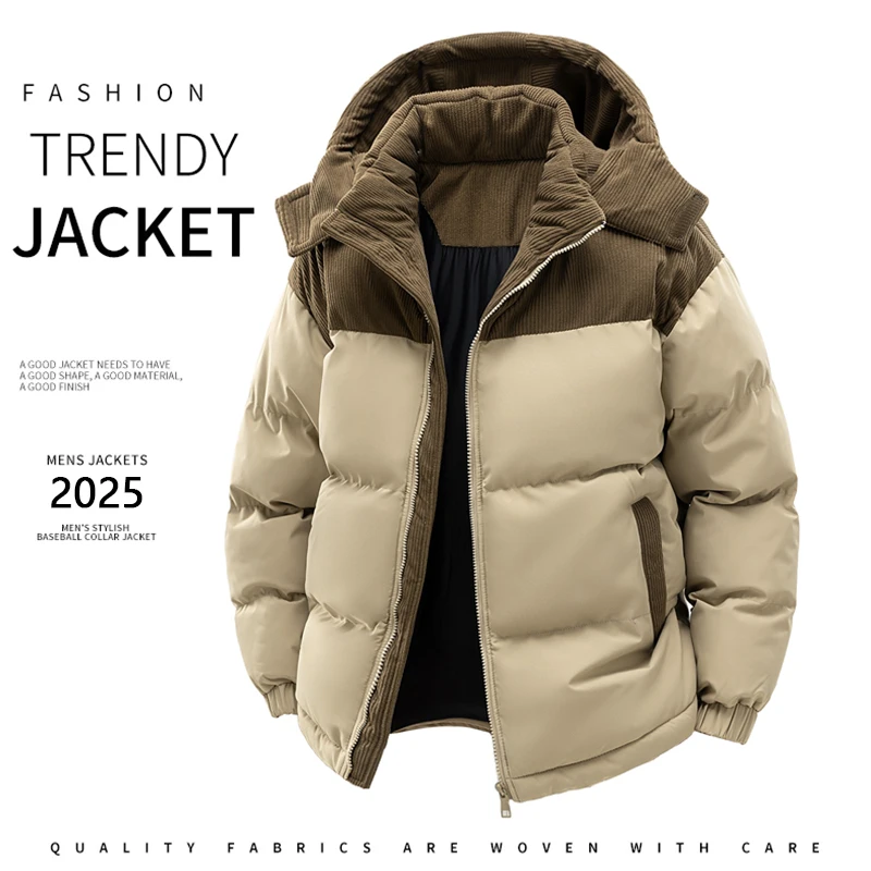 Autumn Winter Men Outdoor Removable Hooded Windbreak Jacket Coats Men Warm Outwear Casual Fashion Solid Parkas Jacket Male Tops