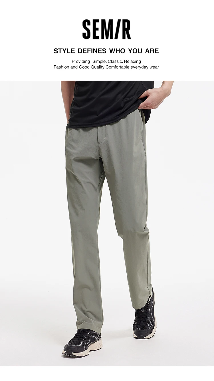 Semir Men Pants Cooling 2026 Quick Dry Straight Solid Stretch Urban Casual Everyday Style Soft Comfortable Daily Wear Trendy