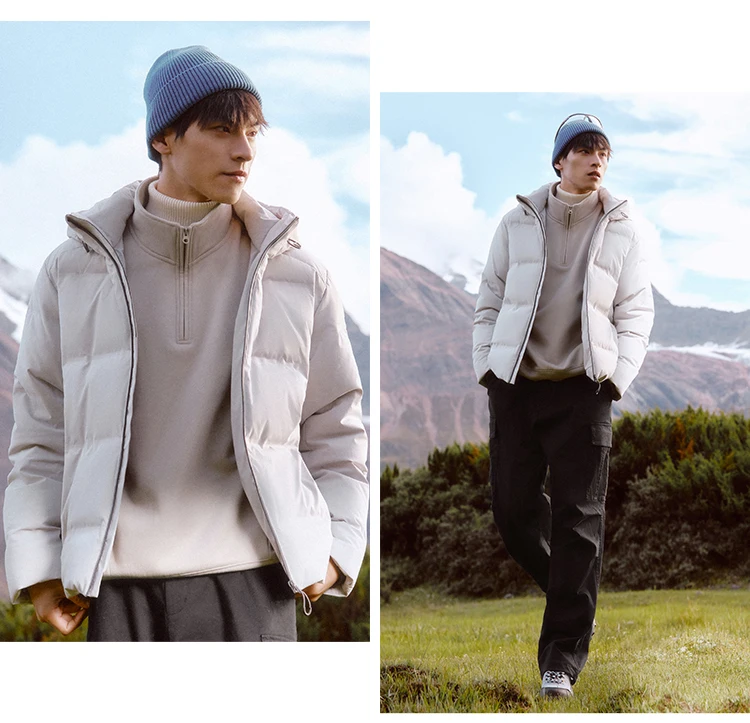 Semir Down Jacket Men New Winter Waterproof Outerwear Textured Hooded Top Versatile