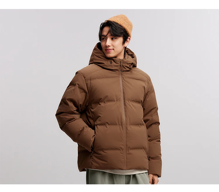 Semir Down Jacket Men New Winter Waterproof Outerwear Textured Hooded Top Versatile