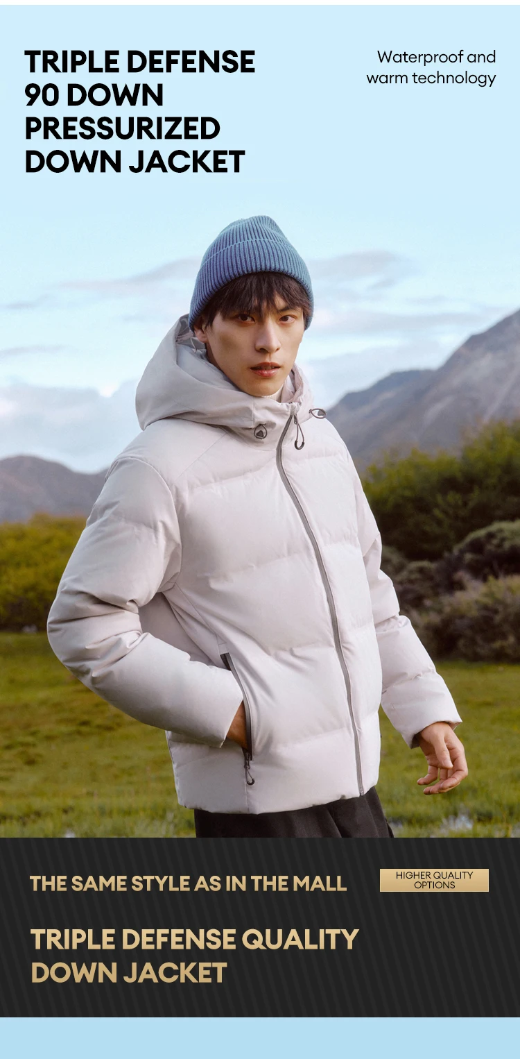 Semir Down Jacket Men New Winter Waterproof Outerwear Textured Hooded Top Versatile