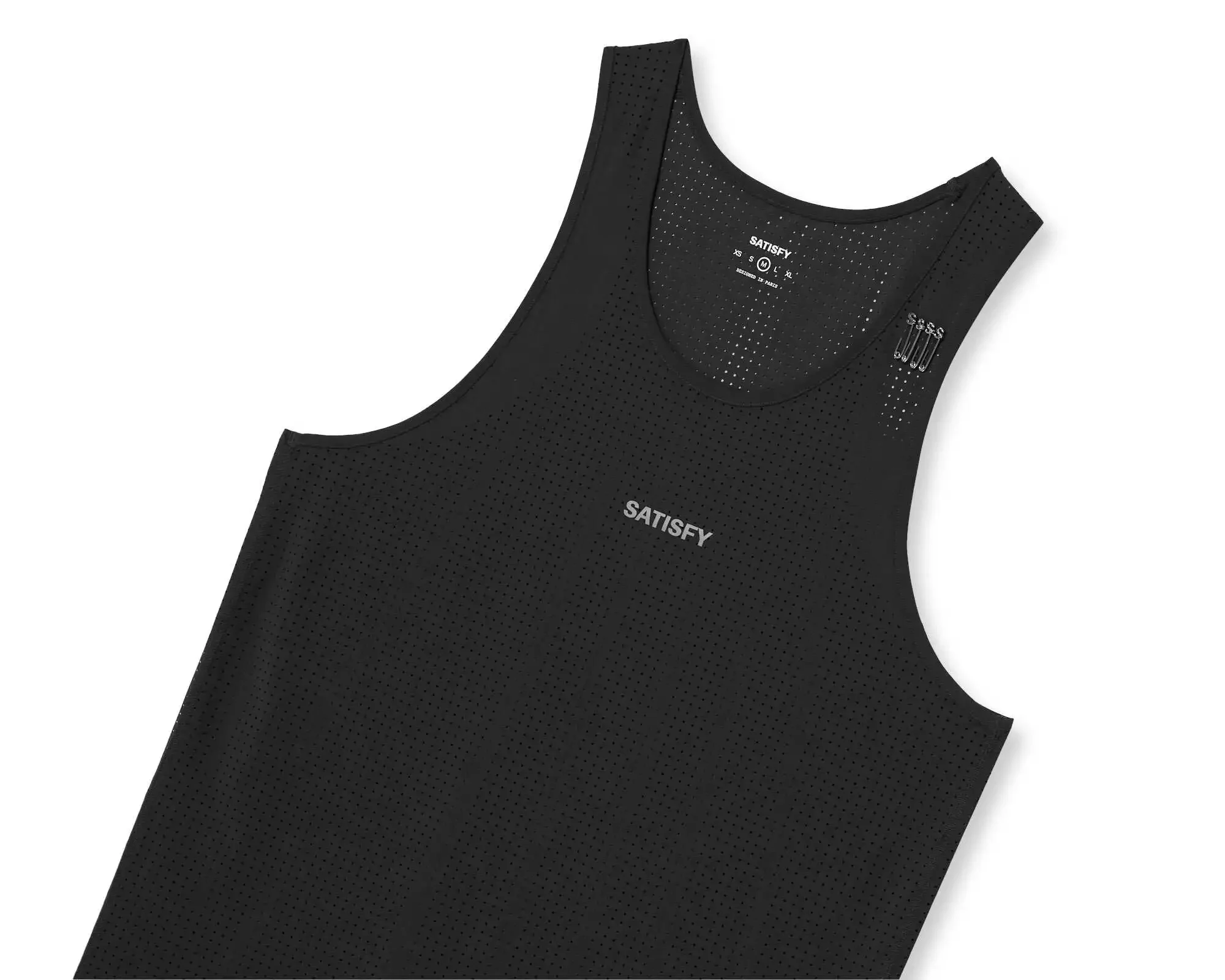 SATISFY Space Singlet sleeveless running vest breathable mesh letter print vest