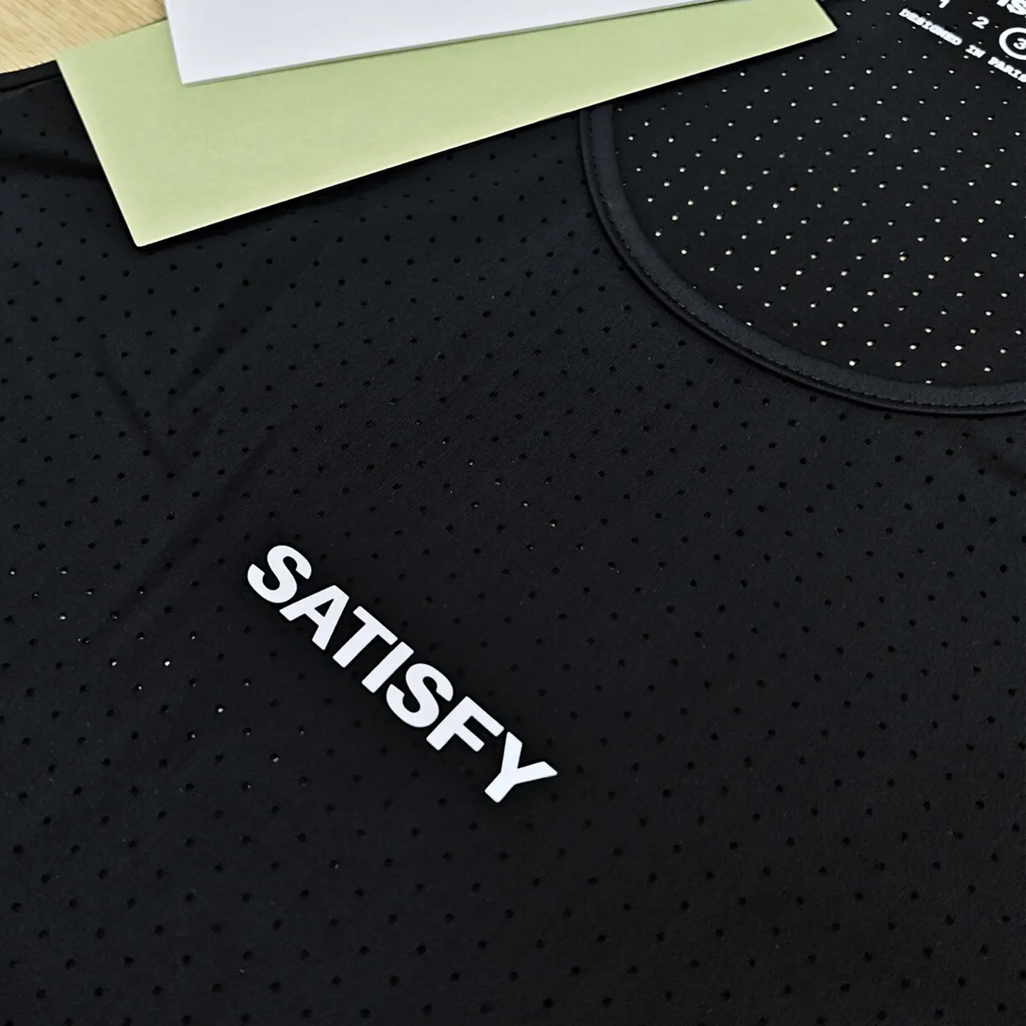 SATISFY Space Singlet sleeveless running vest breathable mesh letter print vest
