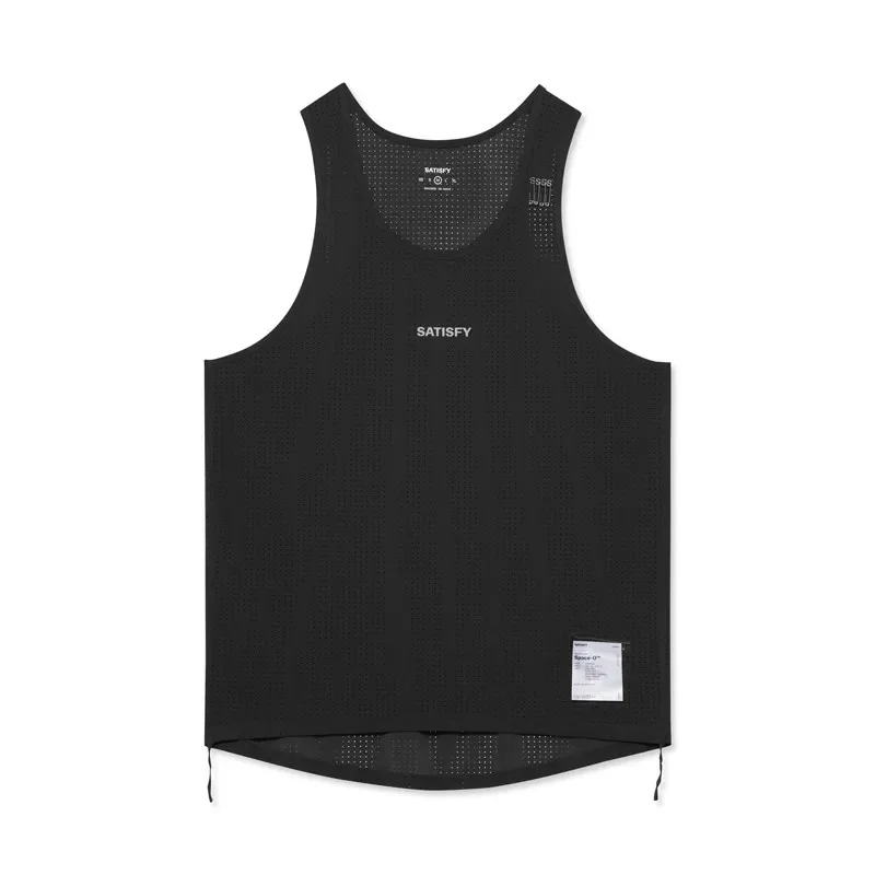SATISFY Space Singlet sleeveless running vest breathable mesh letter print vest