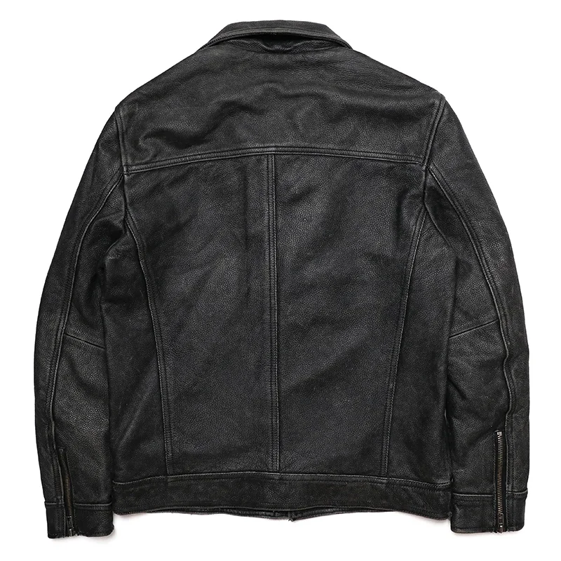Classical Red Brown Vintage Genuine Leather Jacket Men 100% Natural Quality Cowhide Coat Male Slim Black Grey Jackets Clothes