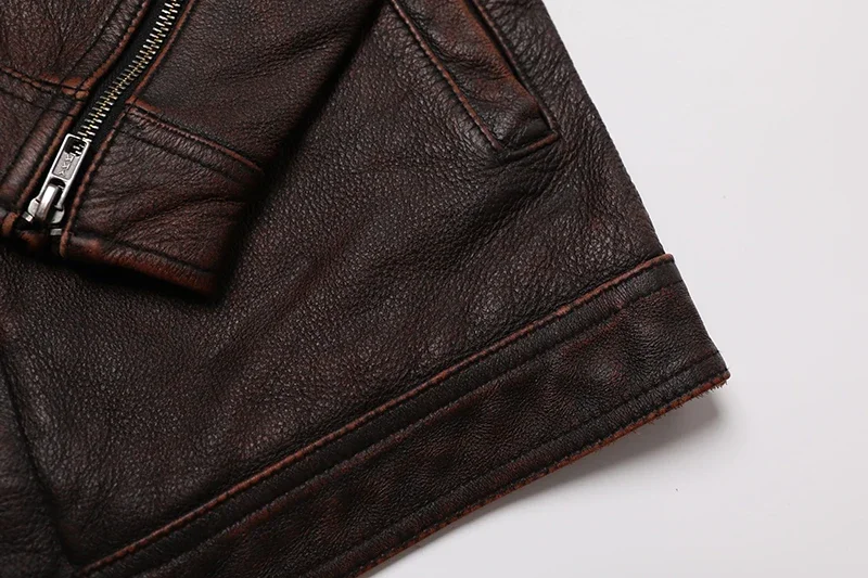 Classical Red Brown Vintage Genuine Leather Jacket Men 100% Natural Quality Cowhide Coat Male Slim Black Grey Jackets Clothes