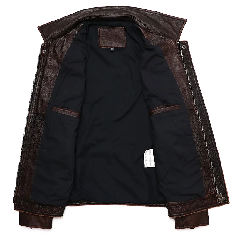 Classical Red Brown Vintage Genuine Leather Jacket Men 100% Natural Quality Cowhide Coat Male Slim Black Grey Jackets Clothes