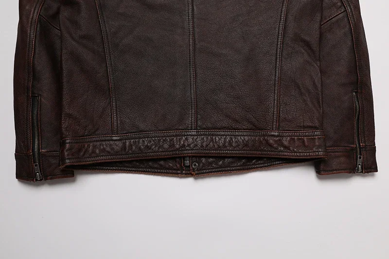 Classical Red Brown Vintage Genuine Leather Jacket Men 100% Natural Quality Cowhide Coat Male Slim Black Grey Jackets Clothes
