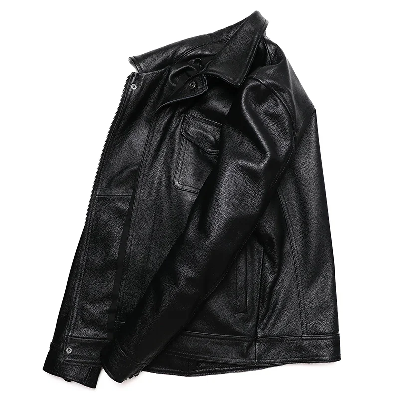 Classical Red Brown Vintage Genuine Leather Jacket Men 100% Natural Quality Cowhide Coat Male Slim Black Grey Jackets Clothes