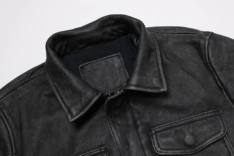 Classical Red Brown Vintage Genuine Leather Jacket Men 100% Natural Quality Cowhide Coat Male Slim Black Grey Jackets Clothes