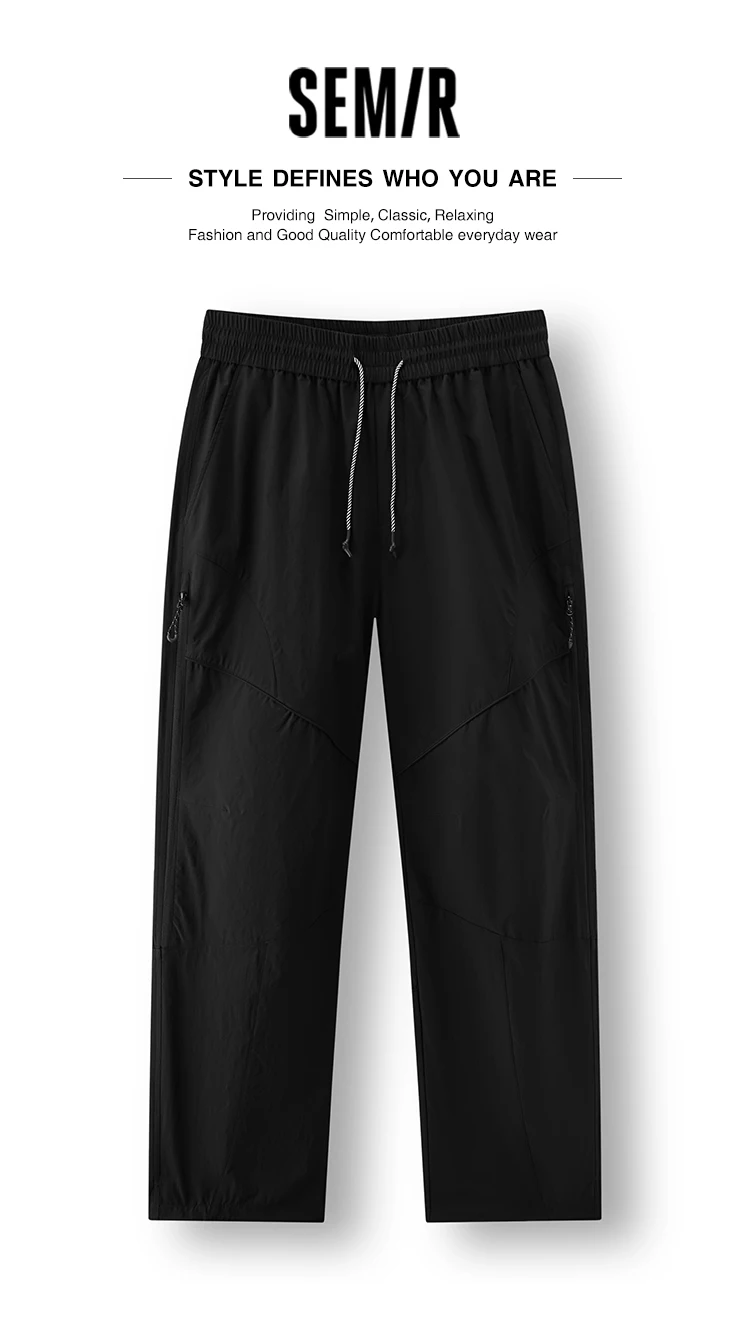 Semir Men Pants Functional 2026 Multi Pocket Drawstring Side Zipper Straight Urban Casual Style Soft Comfortable Daily Wear
