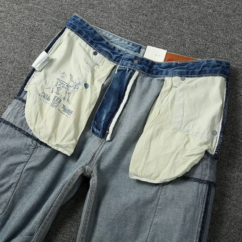 Summer New American Retro Heavyweight Denim Cargo Shorts Men's Fashion 100% Cotton Washed Make Old Straight Casual 5-point Pants
