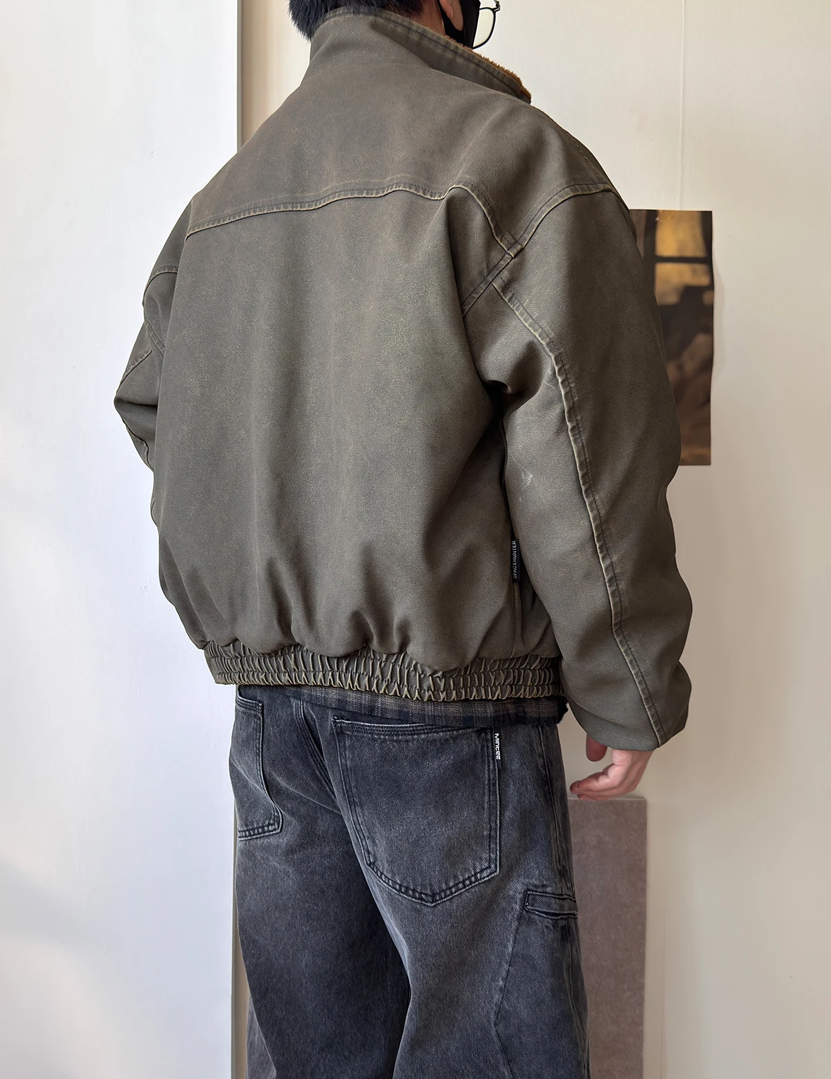 Mens Winter Heavy Duty Washed Distressed Fleece Jacket Thick Warm Windproof Stand Collar Streetwear High Quality Outdoor Coat