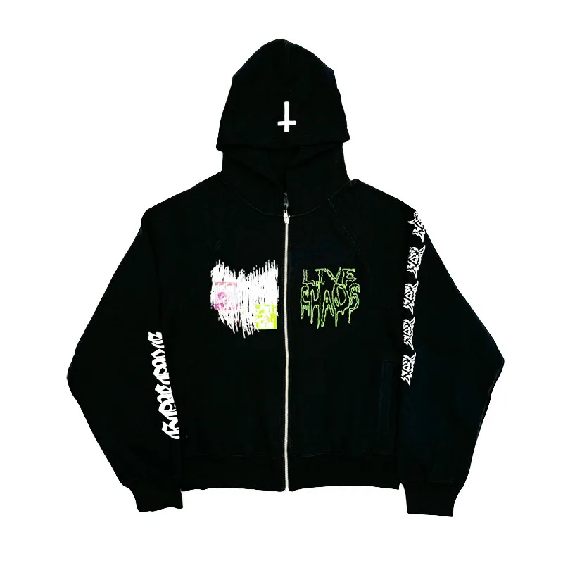 New Men KEN CARSON A Great Chaos actual hate Tour Pullover Hoodies Hoody Hooded Sweatshirts velvet Cotton Thick Fleece US N212