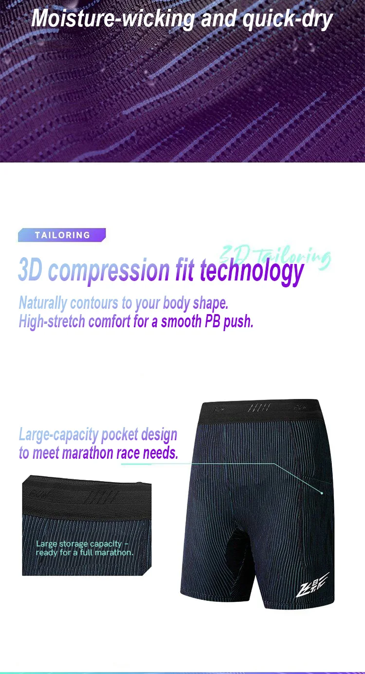 QIAODAN Feiying 4.0 Tight Marathon Running Shorts Male Summer Woven Half Pants with Waist Pocket Men's Clothing QXBZK3252166R