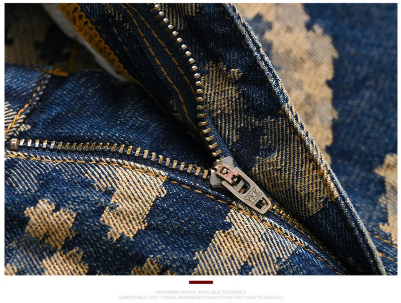 Mosaic Jacquard Embroidery Retro Jeans Men's Fashion High end Loose Straight Tube Trendy Printed Wide Leg Long Pants