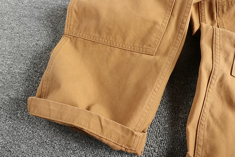 2024 Autumn New American Retro 320G Heavyweight Woven Cargo Pants Men's Fashion 100% Cotton Washed Straight Casual Trousers
