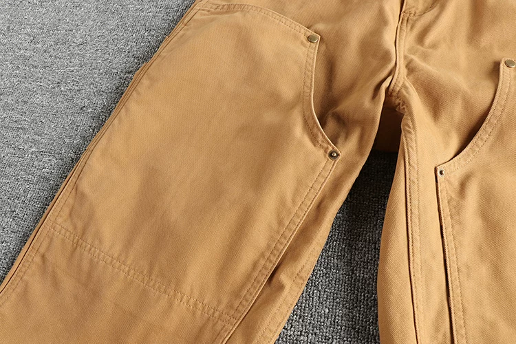 2024 Autumn New American Retro 320G Heavyweight Woven Cargo Pants Men's Fashion 100% Cotton Washed Straight Casual Trousers
