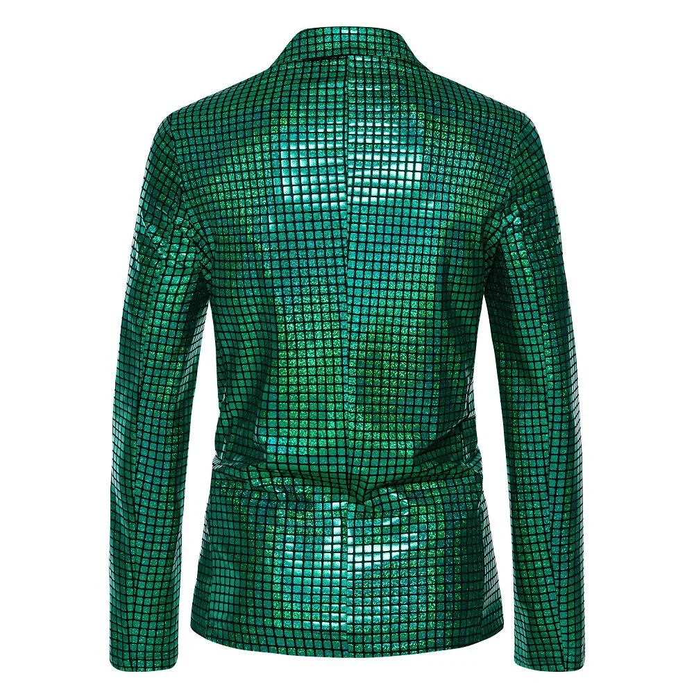 Fashionable New Men's Sequin Hot Stamping Suit Disco Cosplay Party Stage Nightclub Shiny and Cool Performance Suit Set SizeS-3XL