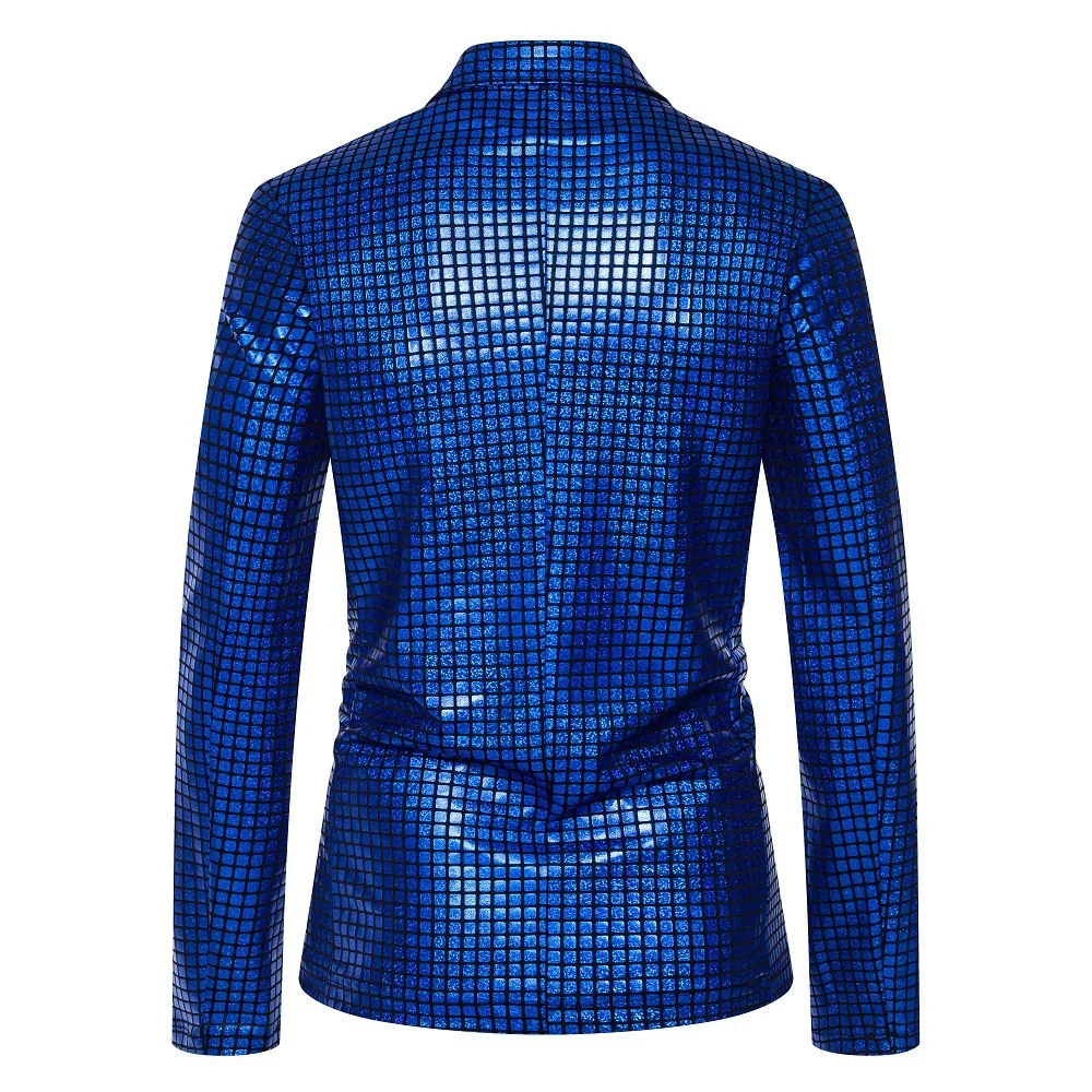 Fashionable New Men's Sequin Hot Stamping Suit Disco Cosplay Party Stage Nightclub Shiny and Cool Performance Suit Set SizeS-3XL