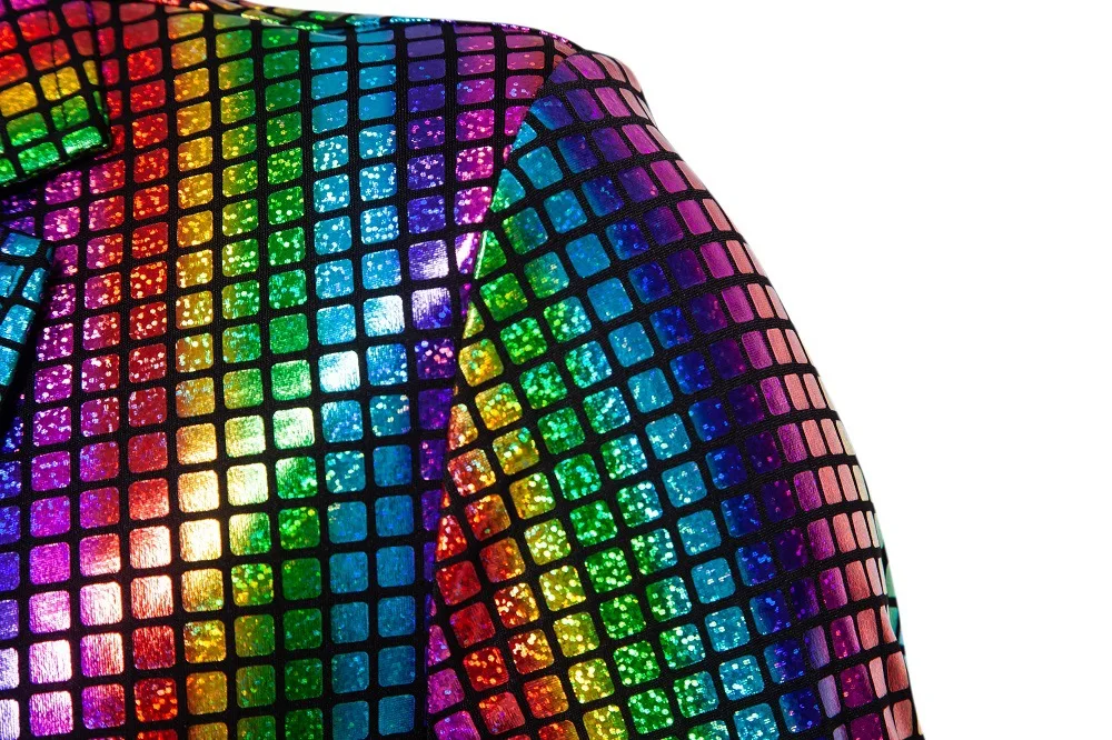 Fashionable New Men's Sequin Hot Stamping Suit Disco Cosplay Party Stage Nightclub Shiny and Cool Performance Suit Set SizeS-3XL