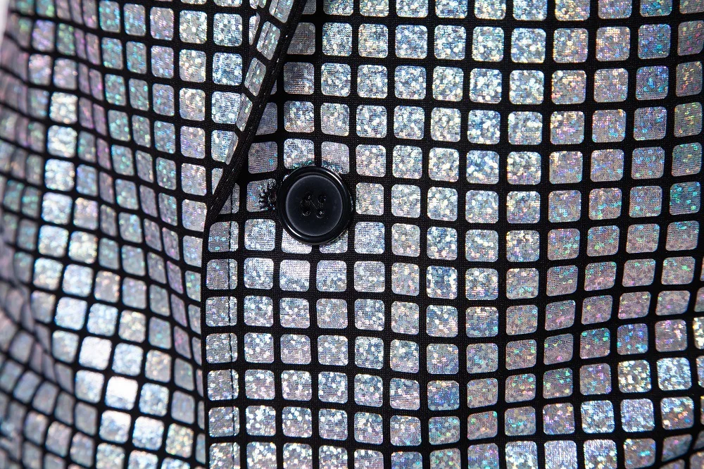 Fashionable New Men's Sequin Hot Stamping Suit Disco Cosplay Party Stage Nightclub Shiny and Cool Performance Suit Set SizeS-3XL