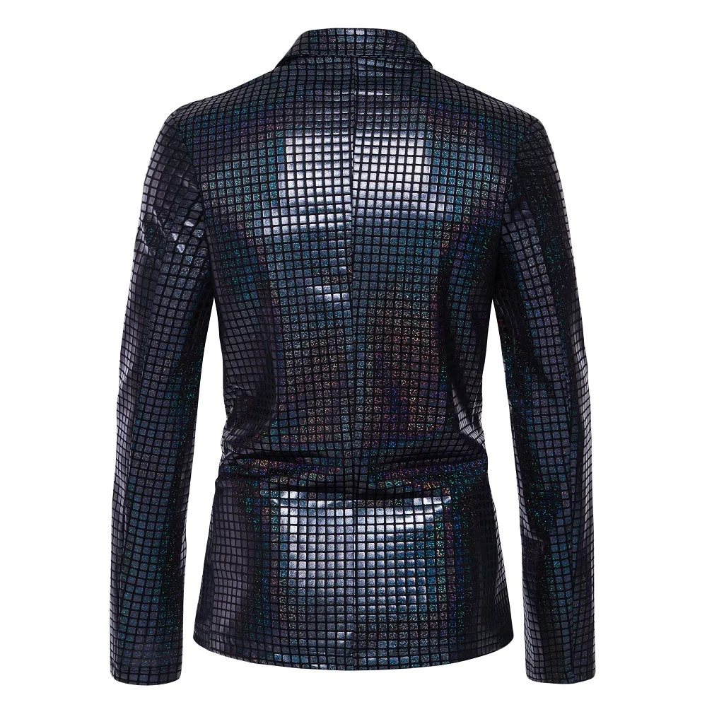 Fashionable New Men's Sequin Hot Stamping Suit Disco Cosplay Party Stage Nightclub Shiny and Cool Performance Suit Set SizeS-3XL