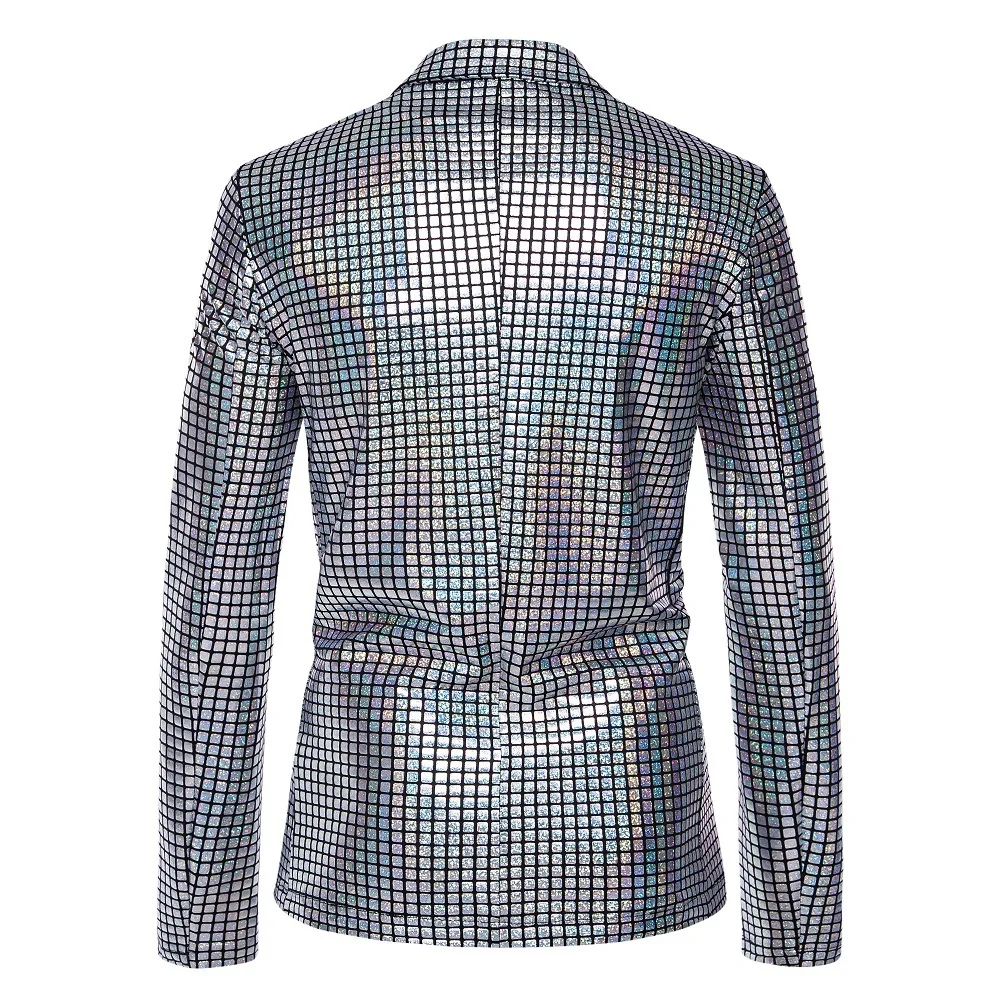 Fashionable New Men's Sequin Hot Stamping Suit Disco Cosplay Party Stage Nightclub Shiny and Cool Performance Suit Set SizeS-3XL