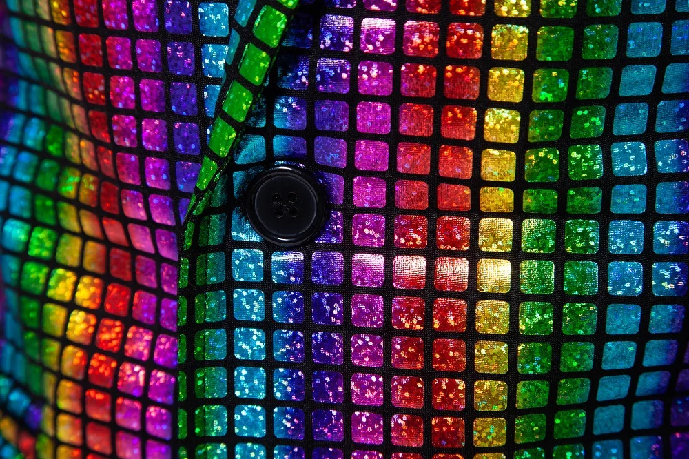 Fashionable New Men's Sequin Hot Stamping Suit Disco Cosplay Party Stage Nightclub Shiny and Cool Performance Suit Set SizeS-3XL